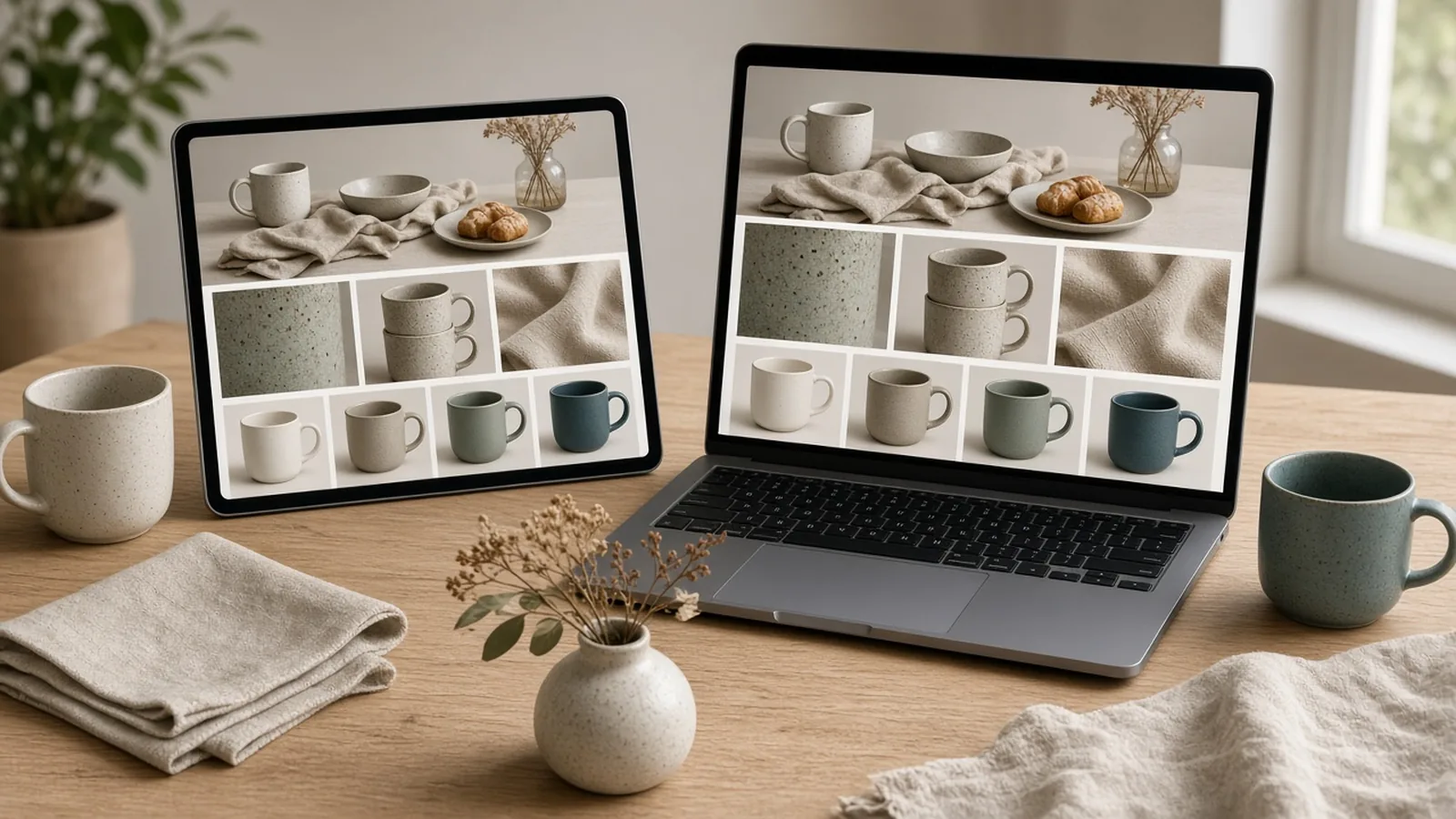 Concept A+ Content layout for PureHome, a fictional home goods brand, shown on a tablet and laptop